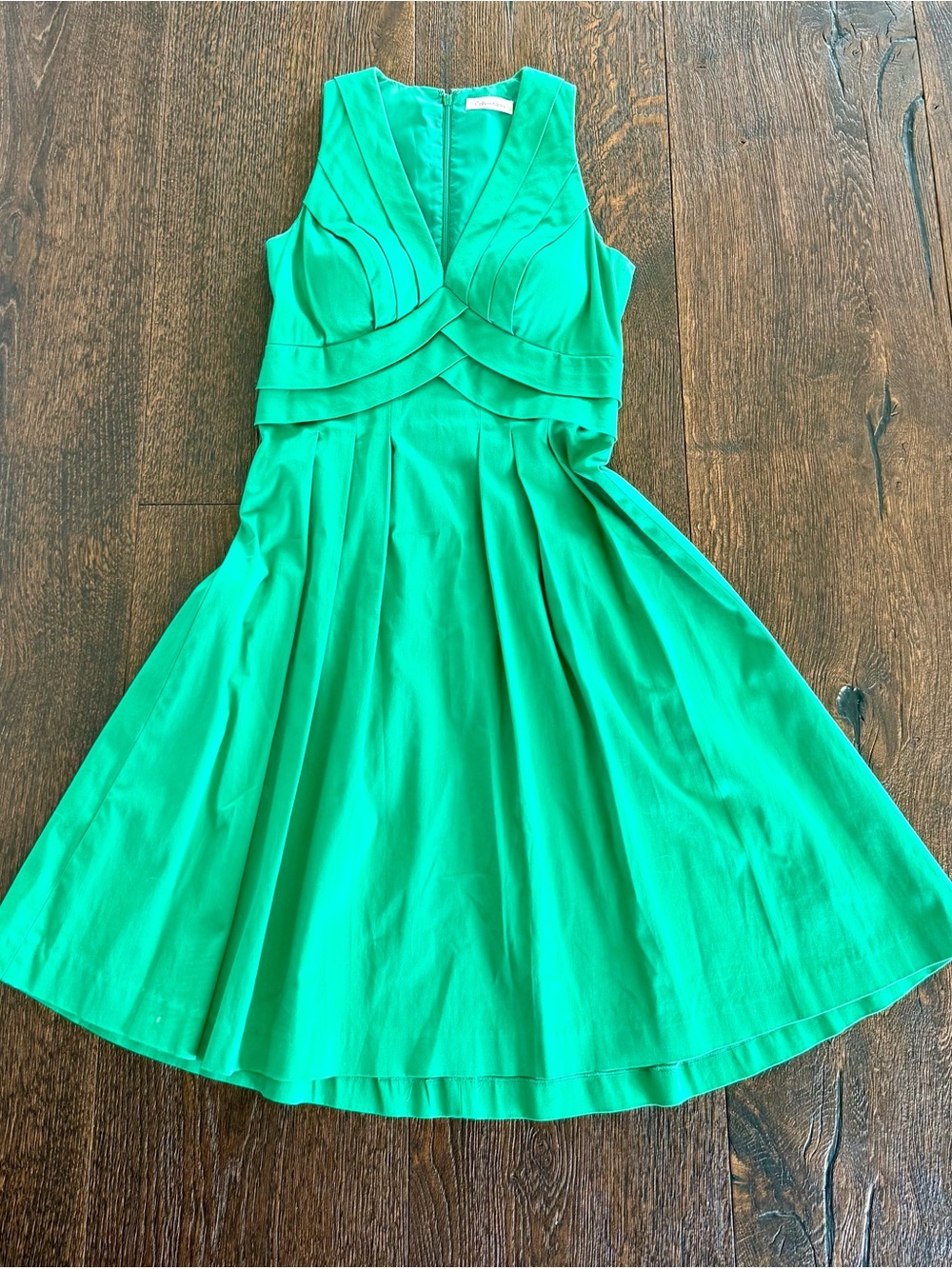 Calvin Klein Vibrant Green Sleeveless Fit-and-Flare Dress
